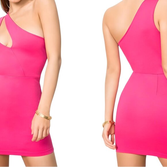 Superdown Nava Cut Out One Shoulder Pink Mini Dress Size S NWT Party Homecoming - Picture 8 of 14